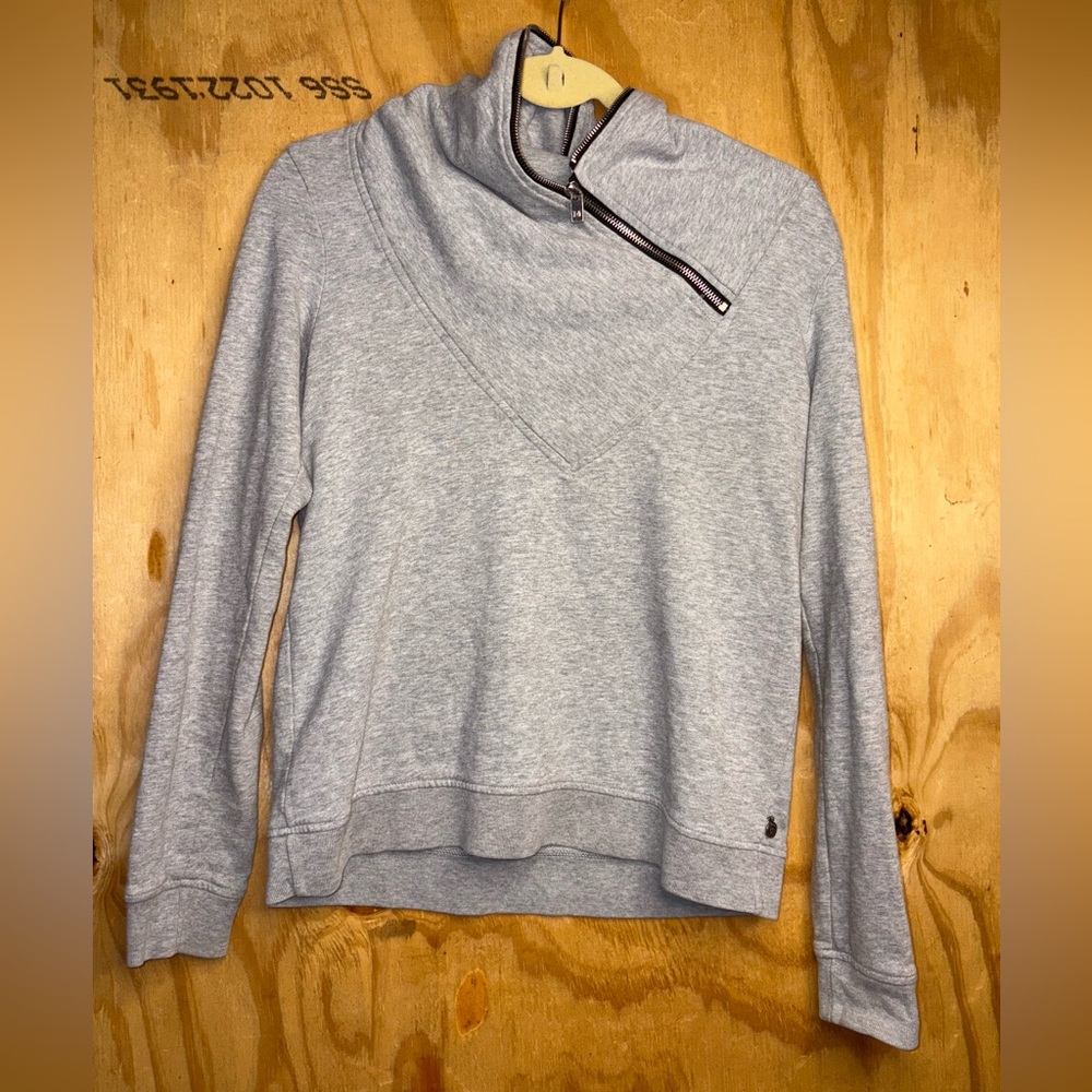 Maison Scotch Asymmetrical Zip‎ Pullover Sweatshirt Gray Women's